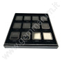 Tray with 12 boxes 4X4x1.5 cm - Matt Black