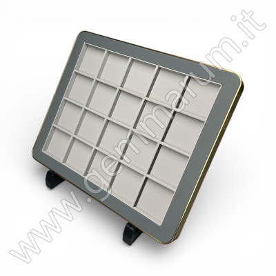 Espositore Premium con Cornice Dorata-Grigio