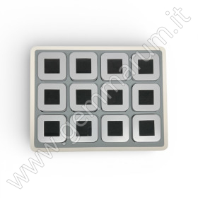 Elegantes Display mit 12 Holzboxen- mattgrau