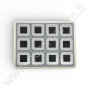 Elegantes Display mit 12 Holzboxen- mattgrau