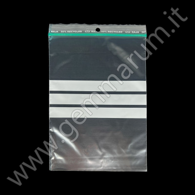 PLASTIC ZIP TOP BAGS 15x18 cm with three white strips