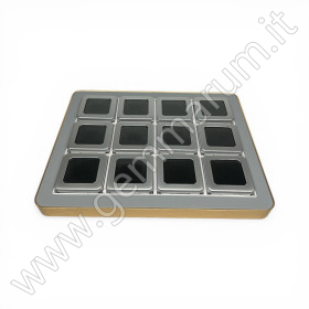 Premium Gem Display with Gold Frame - Grey complete with 12 MATT SILVER boxes