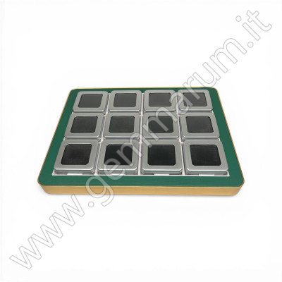Premium Gem Display with Gold Frame - Green Complete display with 12 MATT SIVLER boxes